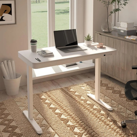 FLEXISPOT Comhar electric upright, with drawers, USB ports A to C for charging, adjustable height, 48 inch computer desk