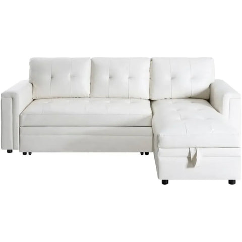 Sofa Beds, with USB Ports-L-Shaped Couch Convertible Pull-Out Bed,Timeless Design,Sturdy Construction, Air Leather Sofas