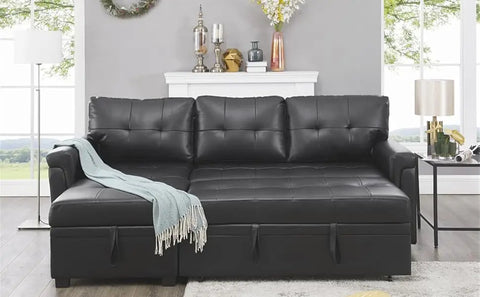 Sleeper Sectional Sofa with Convertible Sofa Bed &Inviting Chaise.Find Tranquil Comfort Stress-Relieving Design &Du