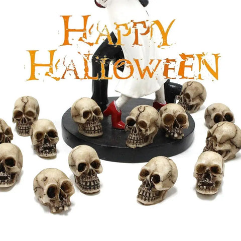 20 Pcs Resin Mini Skulls Heads Halloween Garden Decorations Skeleton Fake Human Ornament Trick Toy Skeleton Ornament