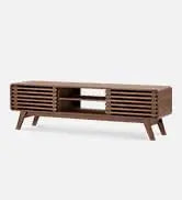 Ensley Coffee Table, Mid Century Modern Table with Storage, Farmhouse Wood Coffee Table for Living Room Fluted (Walnut)