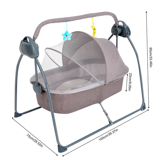 Baby Cradle Swing 5 Speed Electric Stand Crib Auto Rocking Chair Bed with Remote Control Infant Musical Sleeping Basket