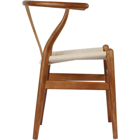 Wishbone Chair Y Chair Solid Wood Dining Chairs Rattan Armchair Natural (Ash Wood - Walnut)