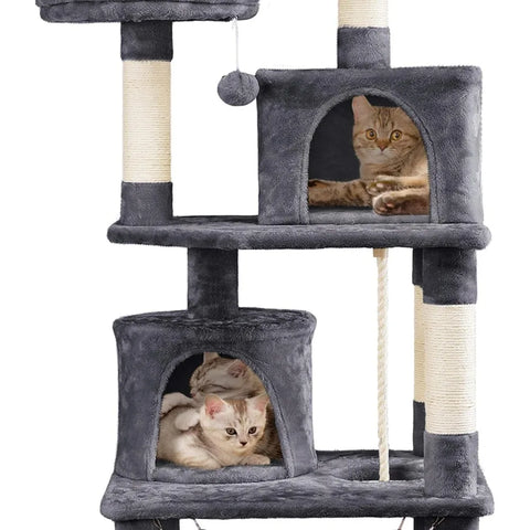 62.2inches Cat Tree Cat Tower Cat Condo with Platform & Hammock, Scratching Posts for Kittens Pet Play House with Plush Perch