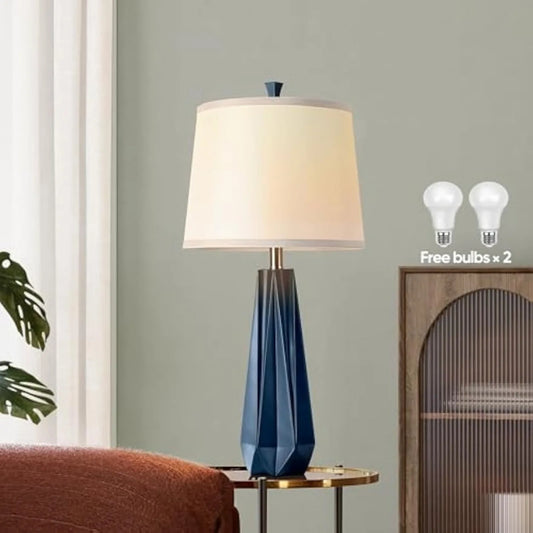 US 3 Color Temperature Table Lamps Set of 2, 27'' Navy Blue Modern Table Lamp for Living Room, Beside Lamp