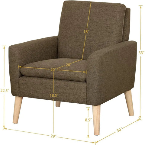 Lohoms Modern Accent Fabric Chair Single Sofa Comfy Upholstered Arm Chair Living Room Furniture Mustard Yellow