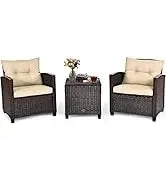 Patio Wicker Lounge Chair, Outdoor Rattan Adjustable Reclining Backrest Lounger Chairs, Seating and Back Cushion