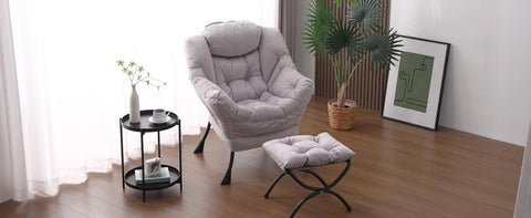 Lazy Chair with Ottoman, Modern Large Accent Lounge Chair, Leisure Sofa Armchair with Ottoman, Reading Chair with Footrest