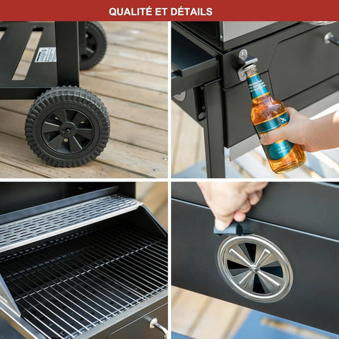 Royal Gourmet 24-Inch Charcoal Grill with Foldable Side Table, 490 Square Inches Heavy-duty BBQ Grill, Perfect for Outdoor