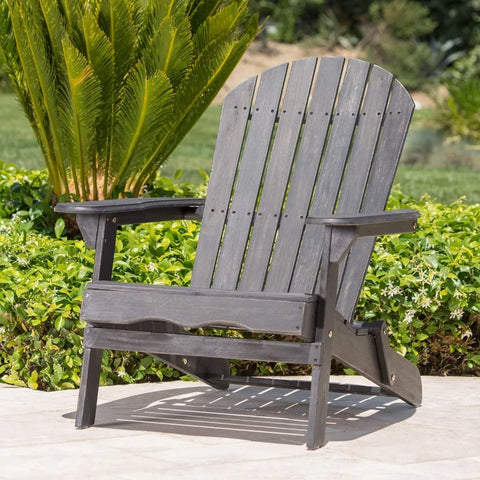 Outdoor Rustic Acacia Wood Folding  Chair, Gray