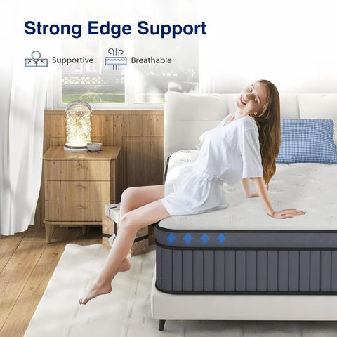 California King Mattress - Upgrade Strengthen - 12 Inch Firm Hybrid Cal King Mattress in a Box, Mattress King Size With Memory