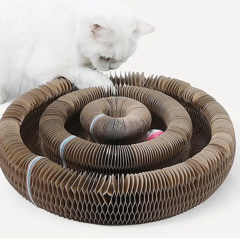 Magic Cat Scratching Board Chewing Toy Foldable Ball Track Toy Magnetic Wear-resistant Corrugated Paper Pet Nail Scratchboard