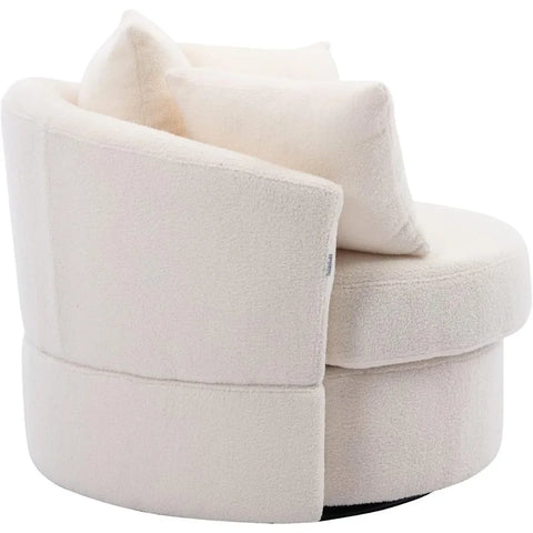 Swivel Barrel Chair Modern Round Oversized Barrel Chairs,Sofa Lounge Accent Chair,Akili 360°Swivel Chair with 3 Pillow