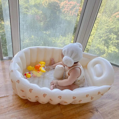 Baby Inflatable Bathtub Portable Baby Bath Tub Non-slip Travel Bathtub Mini Air Swimming Pool Child Thick Folding Shower Tub