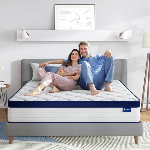 Avenco King Size Mattress, 12 Inch King Mattresses in a Box, Hybrid Spring Mattresses with Comfort Foam and Pocket Coils