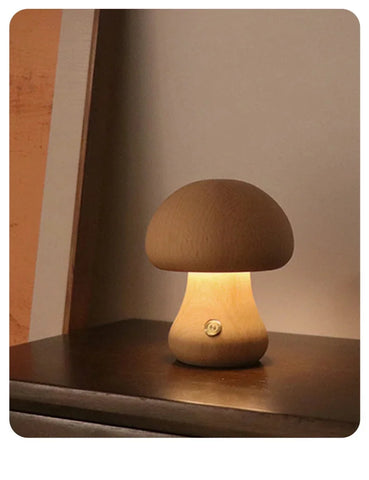 New INS LED Night Light With Touch Switch Wooden Cute Mushroom Bedside Table Lamp  Bedroom Childrens Room Sleeping Night Lamps