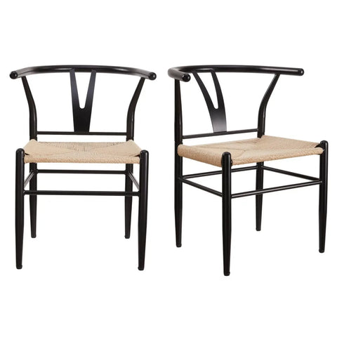 2024 New Springwood Wishbone Chair 2 Pack, Metal Base with Black Finish for Indoor