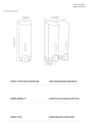 1pc Double Head Manual Soap Dispenser Wall-Mounted Perforation-Free Hotel Bathroom Shampoo Shower Gel Dispenser Kitchen Hand San