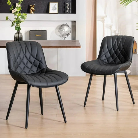 Dining Chairs Set of 2 Mid Century Modern Kitchen  Comfortable Upholstered Faux Leather Dinner Chairs for Kitchen Dining Room