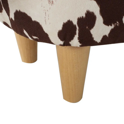 Velvet Cow-Shaped Ottoman, Cute Wood Foot Stool Shoes Changing Seat with Cushioned for Adult  Playroom, Porch Furniture, Stool