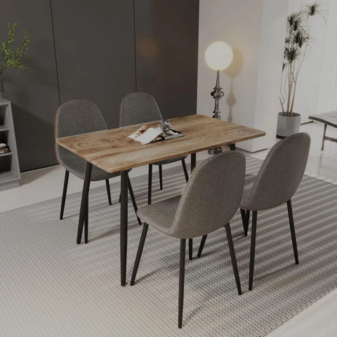 Small Dining Table Set for 4, Modern Dining Table and Chairs Set with 4 Fabric Dining Chairs, 47'' Kitchen Table Set