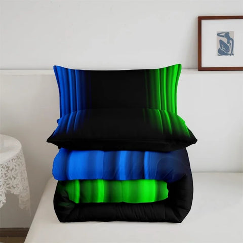 Comforter Set Kids Teens Dark Blue and Black Striped Bedding Bed Set Decor Modern Fashion Comforter Inner Fill Bedroom