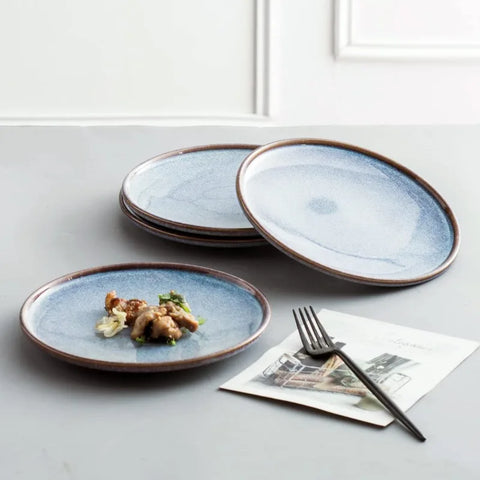 Ceramic Large Dinner Plates - 11 Inch Dessert, Salad Plate Set of 4 for Steak, Pasta, Dinnerware Sets, Scratch Resistant