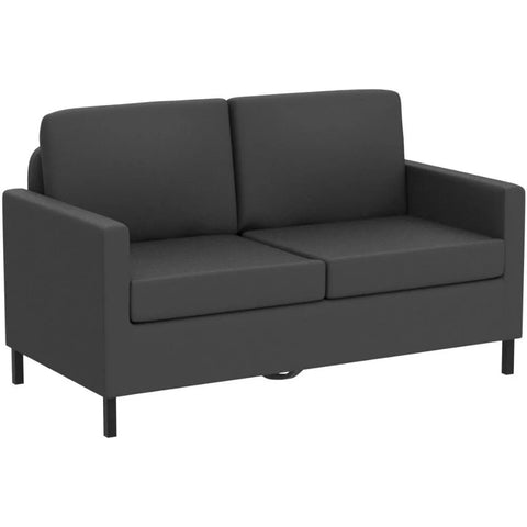 Linen Fabric Modern Small Loveseat Sofa Couch for Living Room, Little Upholstered 2-Seater Mini Love Seats w/Iron Legs