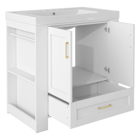 30'' Bathroom Vanity with Basin Sink Modern Bathroom Storage Cabinet with Double-sided Storage Shelf Freestanding Bathroom Basin