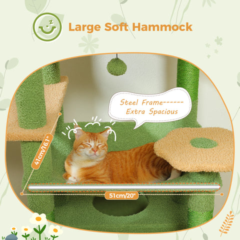 H184CM Large Cat Tower with Sisal Scratching Posts Spacious Condo Perch Stable for Kitten Multi-Level Tower Indoor Cozy Hummocks