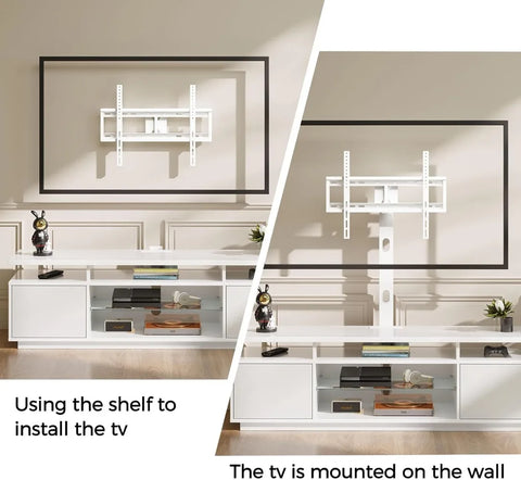 Rolanstar TV Stand with Mount and Power Outlet 51.2", Swivel TV Stand Mount for 32/45/55/60/65/70 inch TVs