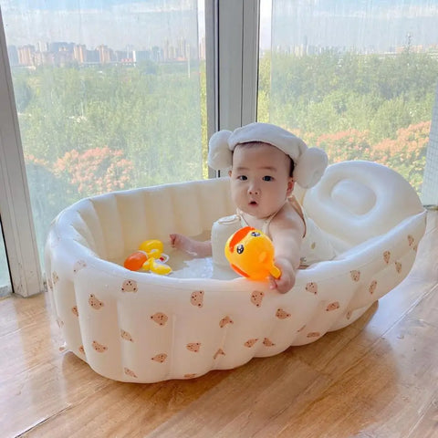 Baby Inflatable Bathtub Portable Baby Bath Tub Non-slip Travel Bathtub Mini Air Swimming Pool Child Thick Folding Shower Tub