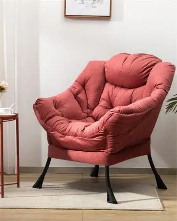 Modern Fabric Large Lazy Chair, Accent Oversized Comfy Reading Chair, Thick Padded Cozy Lounge Chair with Armrest, Ste