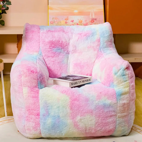 Bean Bag Chair with Filler, 37" Colorful Giant BeanBags with Faux Fur Cover & Sponge Filling, Lazy Sofa Comfy Chair with Armrest