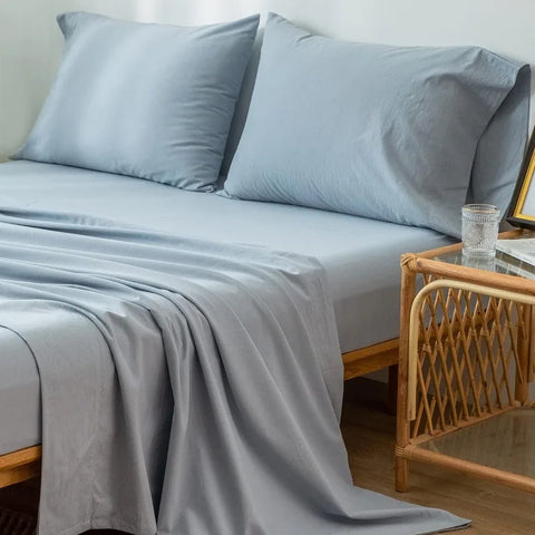 Bedding Sheet Set 100% Washed Cotton Linen Like Textured Breathable Durable Soft Comfy