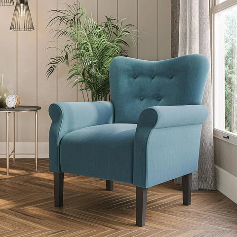 BELLEZE Modern Accent Chair for Living Room, High Back Floral Armchair with Wooden Legs, Upholstered Wingback Side Chair Padded