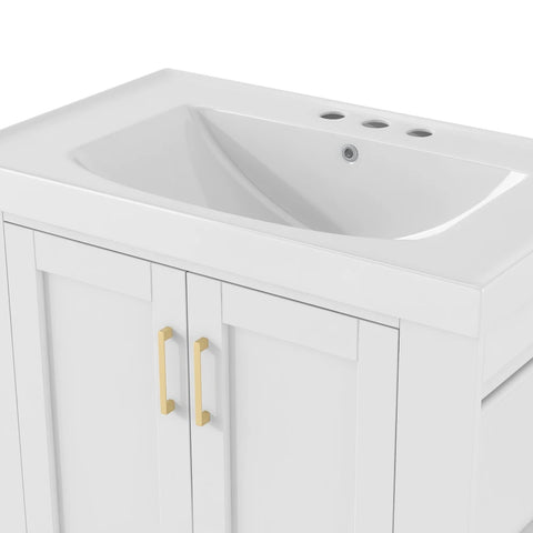 30'' Bathroom Vanity with Basin Sink Modern Bathroom Storage Cabinet with Double-sided Storage Shelf Freestanding Bathroom Basin