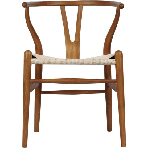 Wishbone Chair Y Chair Solid Wood Dining Chairs Rattan Armchair Natural (Ash Wood - Walnut)