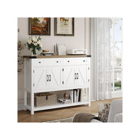 Buffet Sideboard Cabinet with Storage, 47.2" Modern Farmhouse Coffee Bar with 2 Drawers