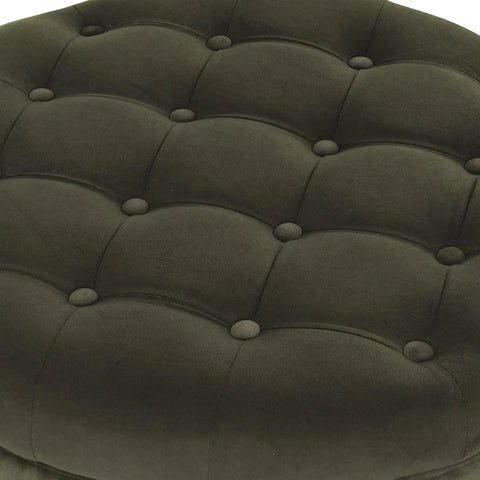 Home Decor | Large Button Tufted Velvet Round Storage Ottoman | Ottoman with Storage for Living Room & Bedroom, Loden Gr