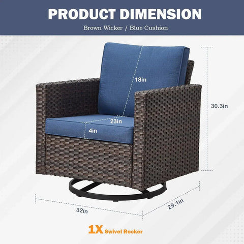 Patio Chair Wicker Swivel Rocker-Outdoor Swivel Glider Chair Capacity Wicker Outdoor Rocking Seating for Porch Balcony Deck