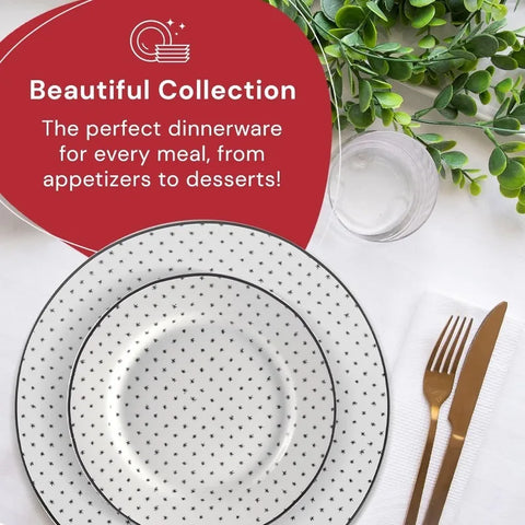 Marble Plates and Bowls Sets, Modern Kitchen 16-Piece Dinnerware Sets, Indoor and Outdoor Plates