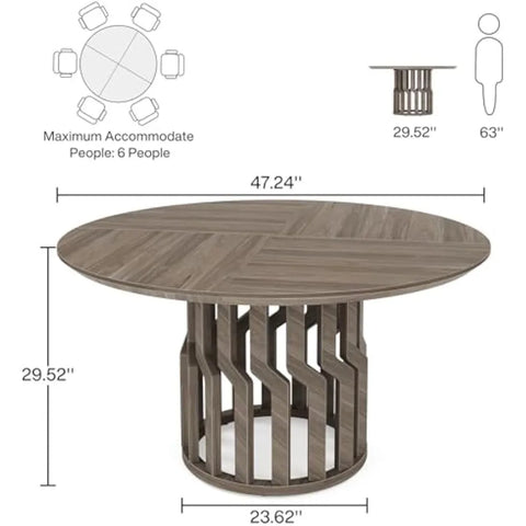 Wooden Dining Room Table, 41In Round Dining Table for 4-6 People, Modern Round Dinner Table, Large Kitchen Table