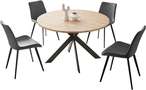 Dining Table Set, Mid Century Modern Round Table with Steel Legs, for Kitchen Dining Room, Office, Save Space, Dining Table Set