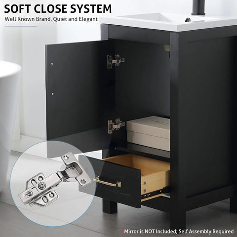 30" Bathroom Vanities Cabinet with Sink Combo Set, Undermount Ceramic Sink w/Thickened Wood, Matte Black Faucet