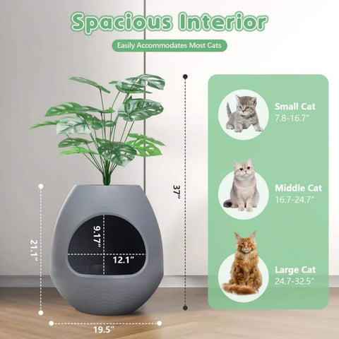 8-in-1 Hidden Cat Litter Box Enclosure Planter, Plant Litter Box