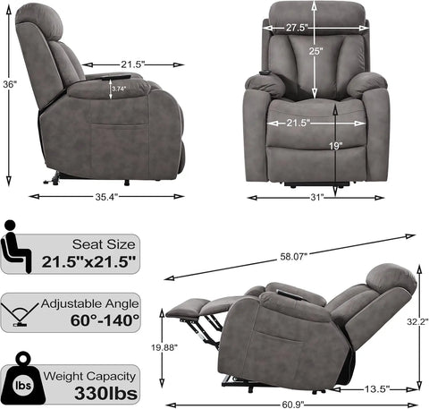 Small Power Lift Recliners Chair for Elderly Handpicked Fabric Mute Motor Mechanism Comfortable Seat and Backrest