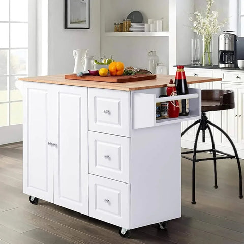 Kitchen Cart, Kitchens Island Carts on Wheels - Portable Kitchens Island with Drop Leaf, Kitchen Cart