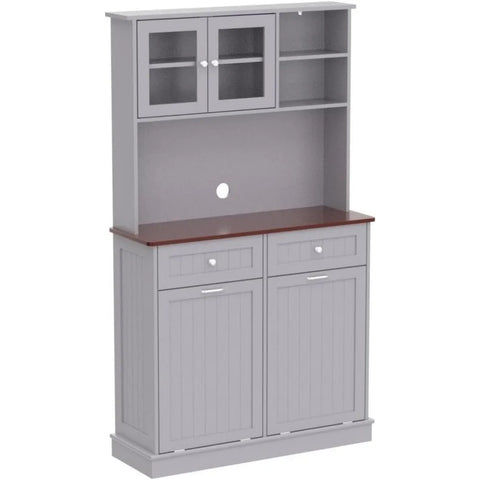 Kitchen Pantry Storage Cabinet, Microwave Cabinet with Tilt Out Trash Cabinet, Freestanding Kitchen Hutch,Tall Pantry Cabinet