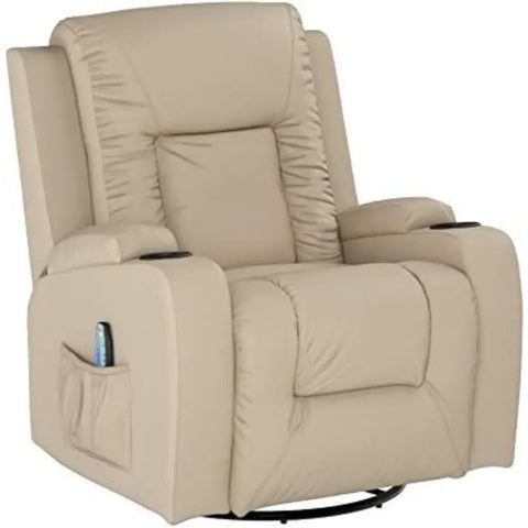 Recliner Chair Massage Rocker with Heated PU Leather Ergonomic Lounge 360 Degree Swivel Sofa Seat